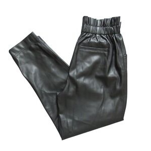 Madewell Black Paper Bag Faux Leather Pants 4 Pockets High Rise Tapered Goth
